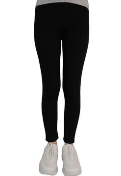 OCIEPLANE GETRY LEGGINSY gładkie CZARNE r.146