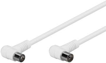 Kabel antenowy koncentryczny kątowy TV biały 1,5m