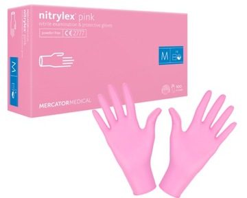 RĘKAWICE NITRYLOWE NITRYLEX PINK RÓŻOWE M 100 szt.