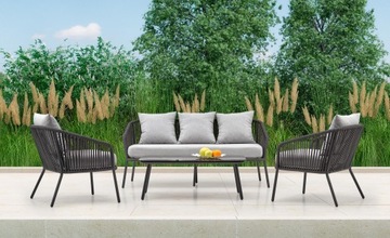 Zestaw ogrodowy ROCCA ( sofa + 2 szt. fotel + ława ) szary popiel / Halmar