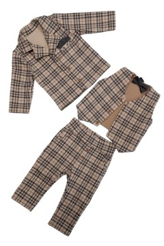 garnitur dziecięcy Mrofi r.92 beż krata komplet na chrzest