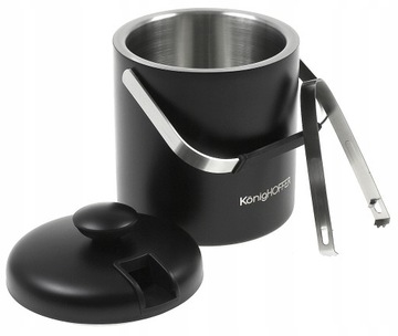 Ведро-холодильник KonigHoffer LUGO 1,3 л + щипцы, МАТ ЧЕРНЫЙ