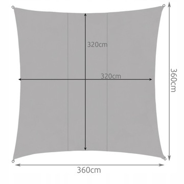 ŻAGIEL OGRODOWY PRZECIWSŁONECZNY 3,6x3,6 m PARASOL MARKIZA UV PROSTOKĄTNY