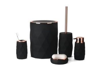 ZESTAW ŁAZIENKOWY LUX 5 ELEMENTÓW KOMPLET CZARNY (KL9136)