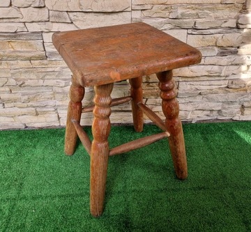 Taboret drewniany stary krzesło zydelek zabytek antyk retro