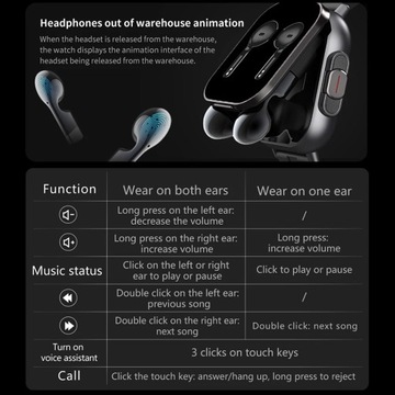 Умные часы 2 в 1 с наушниками. Функция мониторинга артериального давления и сердечного ритма.