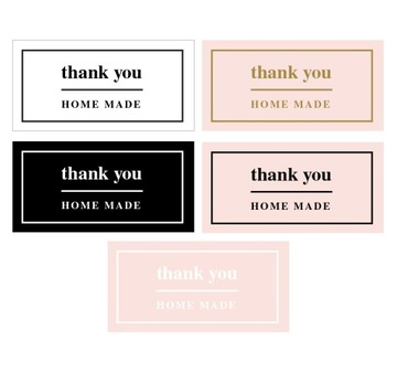 Naklejki HANDMADE PROSTOKĄT thank you DZIĘKUJĘ 15s