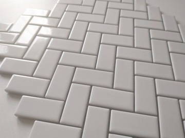 JODEŁKA CHEVRON mozaika ceramiczna biała POŁYSK