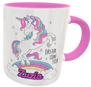 KUBEK RÓŻOWY UNICORN JEDNOROŻEC Z IMIENIEM PREZENT