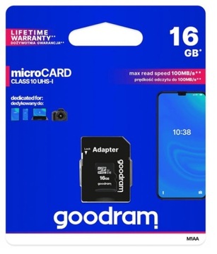 GOODRAM КАРТА MICROSD 16GB MICRO + SD АДАПТЕР