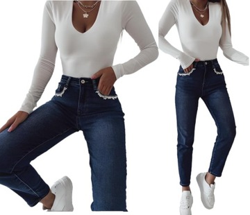 SPODNIE DAMSKIE MOM JEANS MODELUJĄCE PUSH UP 34 XS