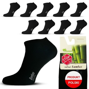 9x Skarpety męskie stopki BAMBUSOWE skarpetki krótkie CZARNE *42-44