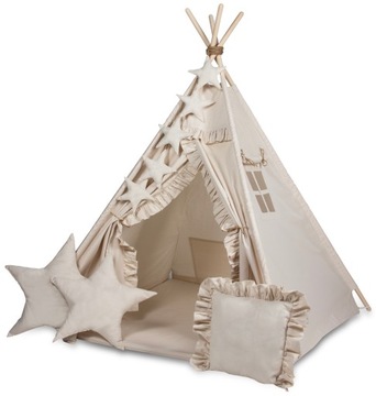 Namiot TIPI TEEPEE dla dzieci 3 poduszki przytulanki+GIRLANDA produkt PL