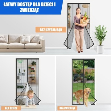 MAGNETYCZNA MOSKITIERA NA DRZWI BALKONOWE OCHRONA PRZED OWADAMI 85x210cm