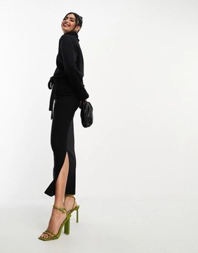 Asos Design NG3 yph czarna sukienka golf rozcięcie XS