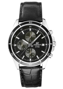 ZEGAREK MĘSKI CASIO EDIFICE ELEGANCKI CZARNY CHRONO NA PASKU 44mm