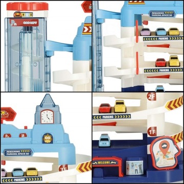 ПАРКОВКА ДЛЯ АВТОМОБИЛЕЙ ГОНОЧНАЯ ТРАССА ГАРАЖНАЯ ГОРКА + НАБОР 6 АВТОМОБИЛЕЙ