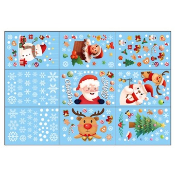 NAKLEJKI ŚWIĄTECZNE BOŻONARODENIOWE OZDOBY NA OKNO SZYBĘ Bez Kleju 9arkuszy