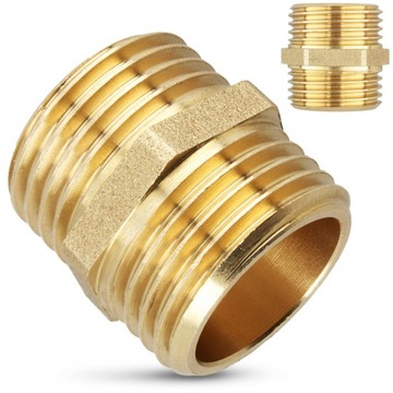 NYPEL MOSIĘŻNY 1/2 GZ 20 mm Złączka Łącznik Przyłącze Rury Wody Mosiądz