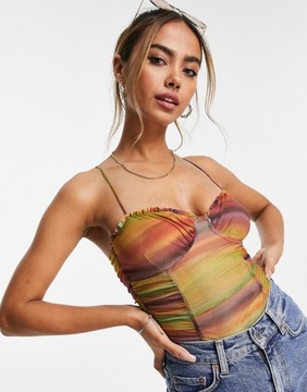 Pull&Bear body z siateczki w paski retro XS