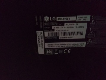 Телевизор LG49LJ594V, ПОВРЕЖДЕННАЯ МАТРИЦА
