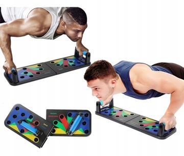 DESKA UCHWYTY DO POMPEK ĆWICZEŃ PUSH UP 14 w 1 WIELOFUNKCYJNA Plug & Press