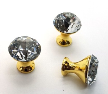 UCHWYT MEBLOWY ZŁOTA GAŁKA KRYSZTAŁ FI40 PIĘKNY DIAMENT