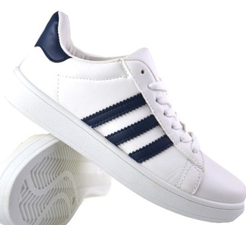 HIT ! Promocja Okazja Modne Adidasy Trampki ht10 Białe Granat r39