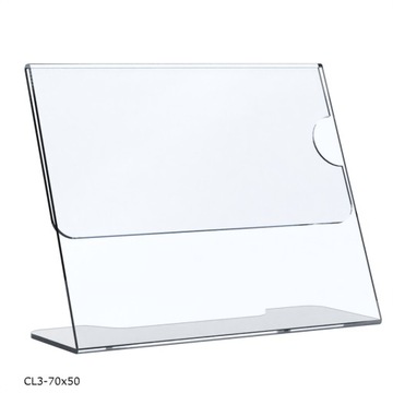 Cenówka 70x50 Stojak CL3 z Plexi na opis i Wystawę ekspozytor na półkę