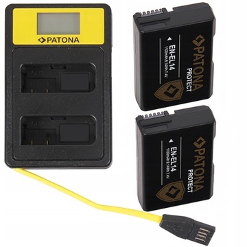 2x Akumulator Patona PROTECT EN-EL14 Nikon+ ładowa