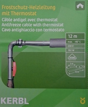 Нагревательный кабель, нагревательный кабель 12 м с термостатом K