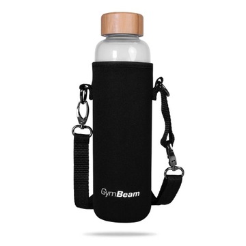 BUTELKA SZKLANA Z POKROWCEM BIDON NA WODĘ BAMBUSOWA ZAKRĘTKA GymBeam 600ml