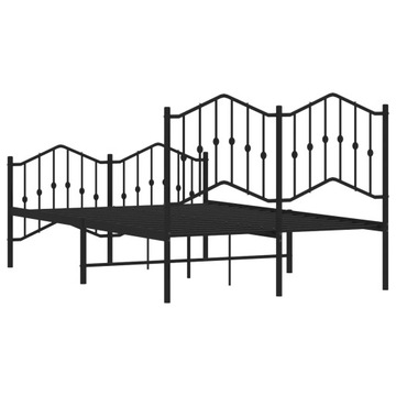 Металлический каркас кровати с изголовьем и изножьем.