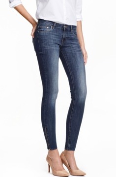 H&M Skinny Low Waist Ankle Jeans z zamkami 26