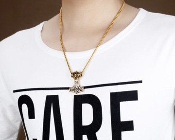 ЗОЛОТОЙ КУЛОН СЕВЕРНЫЙ ВИКИНГ, СТАЛЬ 316L + КОРОБКА