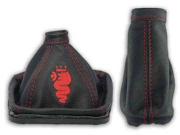 ALFA ROMEO 159 2004-2011 KOMPLET MIESZKÓW CZARNA SKÓRA HAFT CZERWONY LOGO