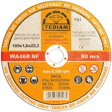 TARCZA TNĄCA DO METALU TEDIAM INOX 180x1.6x22,2mm