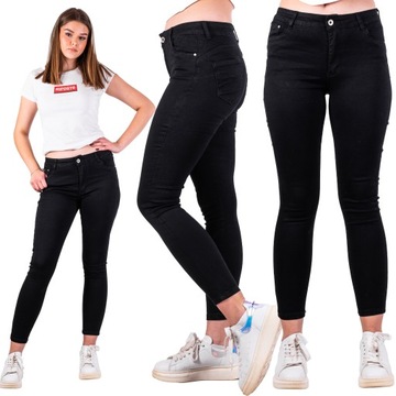 JEANSY DAMSKIE push up rurki czarne LEXI r. M