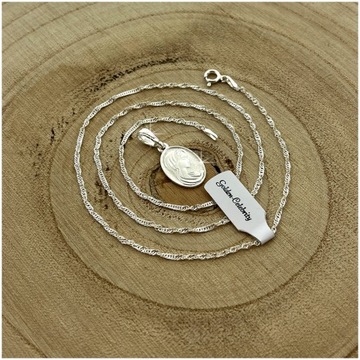 СЕРЕБРЯНАЯ ЦЕПЬ С МЕДАЛИТОЙ PR. 925 СУВЕНИРОВ ПЕРВОГО СВЯТОГО ПРИЧАСТИЯ + БЕСПЛАТНЫЕ ПОДАРКИ