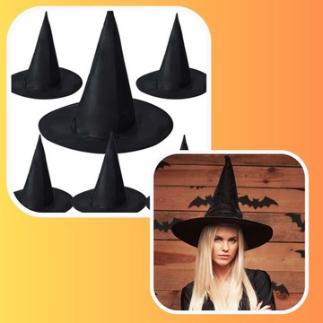 ШЛЯПА ВЕДЬМЫ БОЛЬШАЯ ШЛЯПА ВЕДЬМЫ ХЭЛЛОУИН КАРНАВАЛЬНАЯ ЧЕРНАЯ 39см