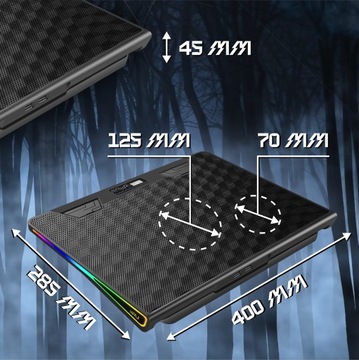 ОХЛАЖДАЮЩАЯ ПОДСТАВКА ДЛЯ НОУТБУКА 12–17 ДЮЙМОВ, РЕГУЛИРУЕМАЯ RGB-СВЕТОДИОДНАЯ СВЕТОДИОДНАЯ, С USB