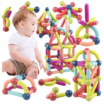 KLOCKI MAGNETYCZNE EDUKACYJNE MAGNETIC STICKS XXL