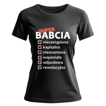 KOSZULKA DAMSKA KAPITALNA SUPER BABCIA TSHIRT DLA NAJLEPSZEJ BABCI BRELOK