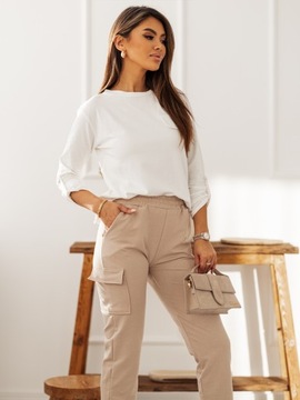 ЖЕНСКИЙ ХЛОПКОВЫЙ КОМПЛЕКТ, БЛУЗКА С ДЛИННЫМ РУКАВОМ, БРЮКИ-КАРГО