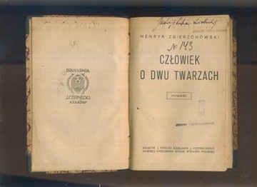 Człowiek o dwu twarzach; Henryk Zbierzchowski; 1919