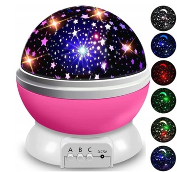 СВЕТОДИОДНЫЙ НОЧНИК 2в1 ПРОЕКТОР ВРАЩАЮЩИХСЯ ЗВЕЗД на 360 градусов