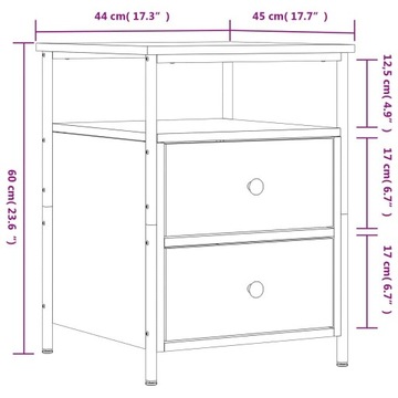 Тумбочки прикроватные, 2 шт., дуб Сонома, 44х45х60 см