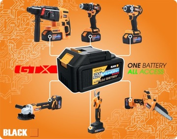 МЕГА НАБОР ИНСТРУМЕНТОВ AKU 2X 4AH 21В 3в1 УДАРНЫЙ КЛЮЧ-ШЛИФОВАЛЬНЫЙ КЛЮЧ ЧЕРНЫЙ