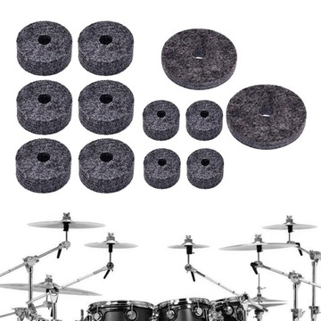 12Pcs Cymbal Felt Washer for Drum Set Percussion Instrument Felts Pads gray