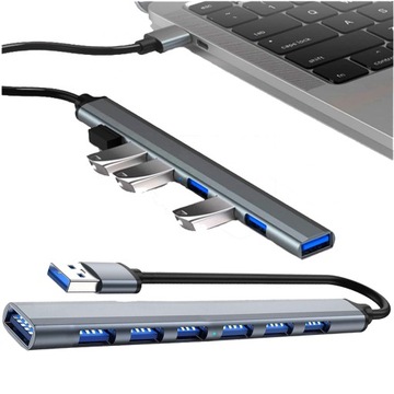 HUB USB-C 3.0 РАЗДЕЛИТЕЛЬ ПОРТОВ 7 В 1 USB 3.2 АКТИВНЫЙ БЫСТРЫЙ РАЗДЕЛИТЕЛЬ